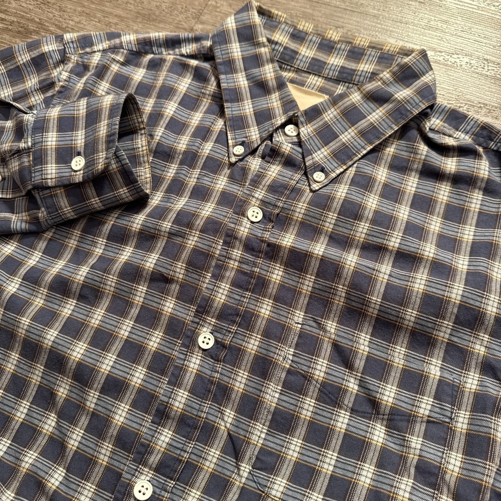 Band‎ Of Outsiders Shirt Mens 3 Large Blue Plaid Long Sleeve Button Preppy USA